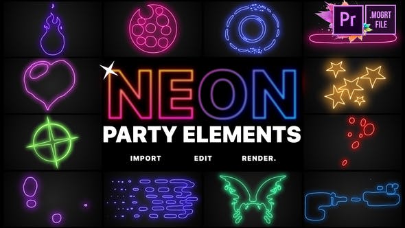 Photo of Neon Party Elements | Premiere Pro MOGRT – Videohive 26517880