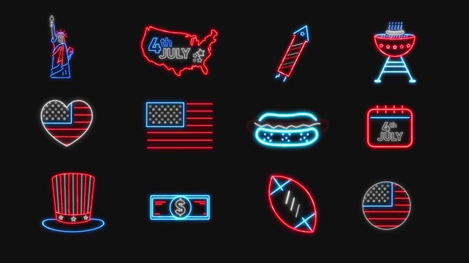 Photo of 4th Of July Neon Icons – MotionArray 1186704