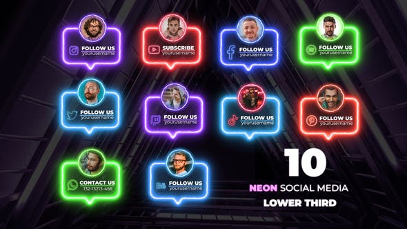 Photo of Neon Social Lower Thirds – Videohive 39158898
