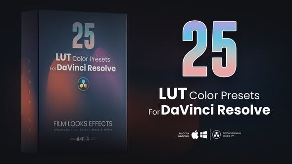 Photo of 25 LUTs pack for DaVinci Resolve – Videohive 42052504