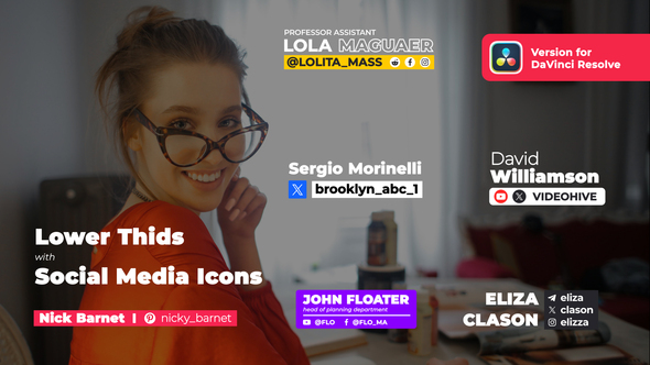 Photo of Lower Thirds with Social Media Icons | DaVinci Resolve – Videohive 52787891