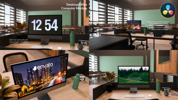 Photo of Desktop Office Computer Mockup for DaVinci Resolve – Videohive 53982072