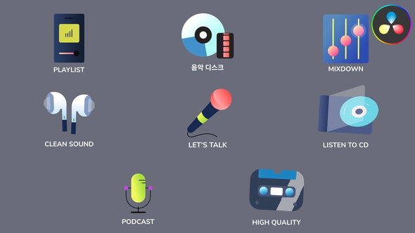 Photo of Music And Podcast Icons And Titles for DaVinci Resolve – Videohive 53688690