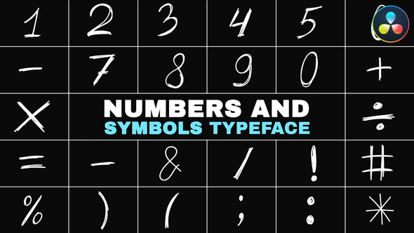 Photo of Numbers and Symbols Typeface | DaVinci Resolve – Videohive 53812685