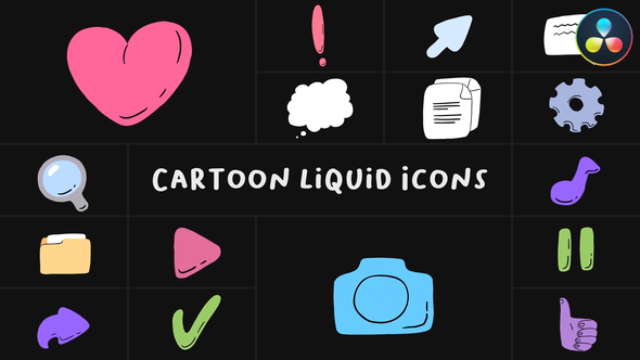 Photo of Cartoon Liquid Icons for DaVinci Resolve – Videohive 54359402