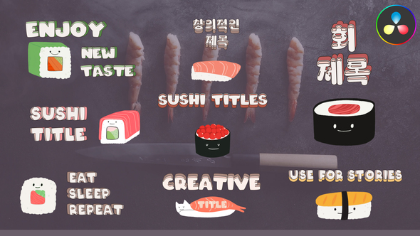 Photo of Cartoon Sushi Titles for DaVinci Resolve – Videohive 54374658