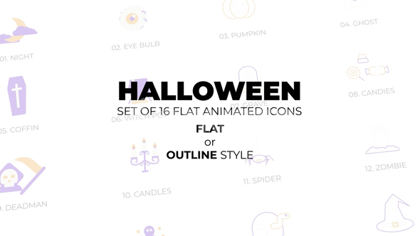 Photo of Halloween – Set of 16 Animated Icons Flat or Outline style – Videohive 54186866