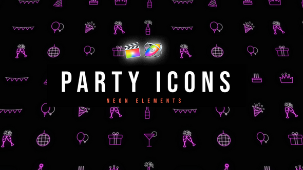 Photo of Party Neon Icons – Videohive 54056133