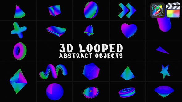 Photo of 3D Looped Abstract Objects for FCPX – Videohive 54956976