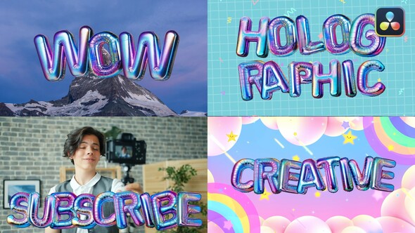 Photo of Colorful holographic 3D Balloon Letters Pack For Final Cut X and Apple Motion – Videohive 54949915