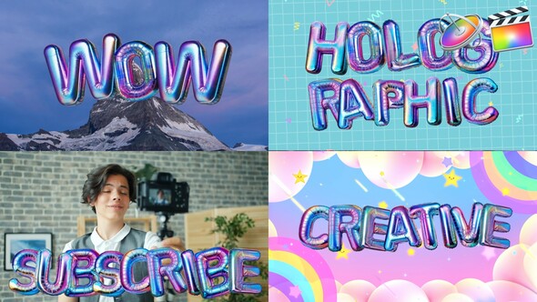 Photo of Colorful holographic 3D Balloon Letters Pack For Final Cut X and Apple Motion – Videohive 54949979