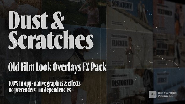 Photo of Dust & Scratches Overlays Pack for Premiere Pro: Authentic Procedural Film Look Effects – Videohive 54897409