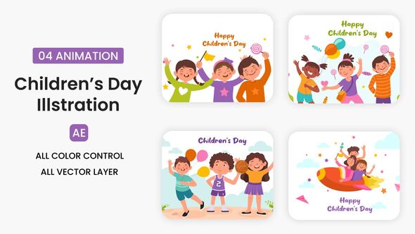 Photo of Children’s Day Illustration Scene – Videohive 54852875