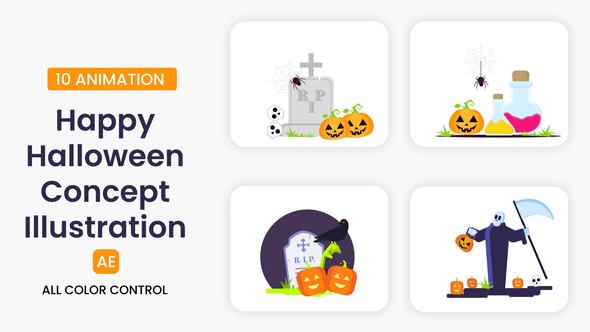 Photo of Happy Halloween Concept Illustration Scene – Videohive 54852949