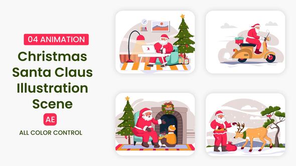 Photo of Christmas Santa Claus Illustration Scene – Videohive 55709976