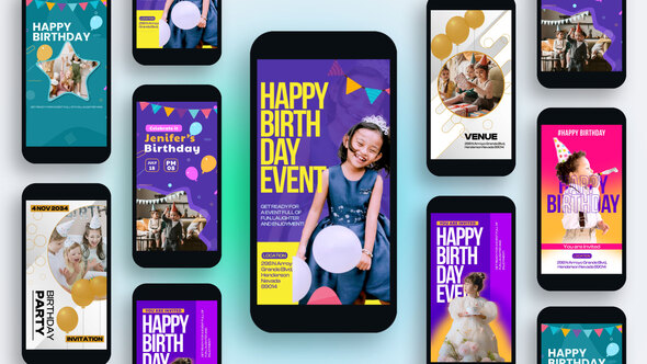 Photo of Happy Birthday Stories – Mogrt Promos – Videohive 55637906