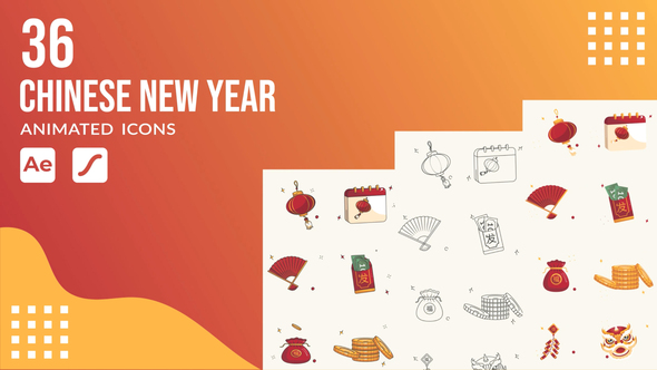 Photo of 36 Chinese New Year Animated Icons | After Effects Template & Lottie Animation – Videohive 56255074