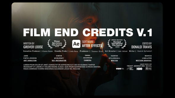 Photo of Animated Film End Credits V1 For After Effects – Videohive 56501904