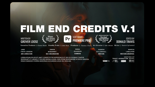 Photo of Animated Film End Credits V1 For Premiere Pro – Videohive 56507397