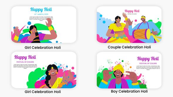 Photo of Happy Holi Illustration Scene – Videohive 56462961