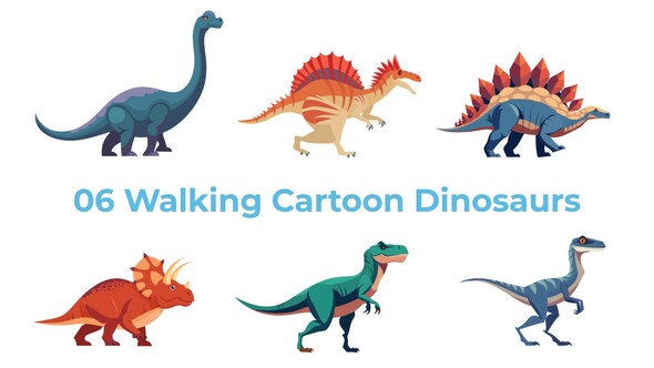 Photo of 6 Walking Cartoon Dinosaurs – Videohive 56781721