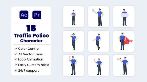 Photo of Police Man Character Illustration Scene – Videohive 56519815