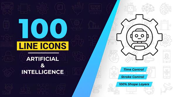 Photo of 100 Artificial Intelligence Line Icons – Videohive 57125613