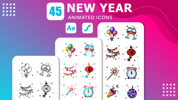 Photo of 45 New Year Animated Icons | After Effects Template & Lottie Animation – Videohive 56971979