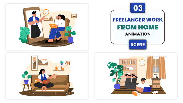 Photo of Freelancer Work from Home Animation Scene – Videohive 57170984