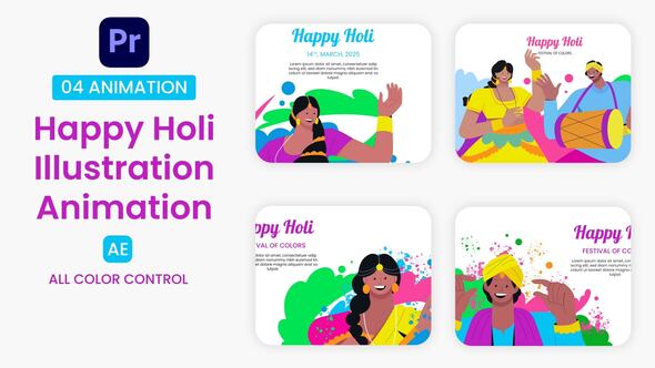 Photo of Happy Holi Illustration Scene – Videohive 57013621