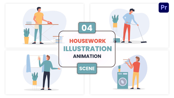 Photo of Housework Illustration Animation Scene – Videohive 57110515