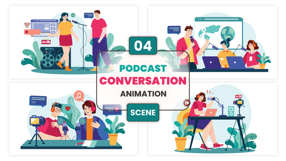 Photo of Podcast Conversation Animation Scene – Videohive 57174146