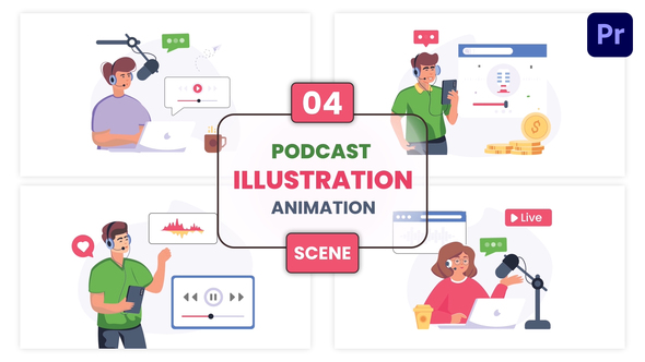 Photo of Podcast Illustration Animation Scene – Videohive 57010168