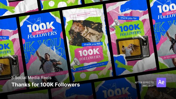 Photo of Social Media Reels – Thanks for 100k Followers After Effects Project Files – Videohive 57064993