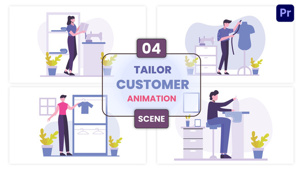 Photo of Tailor Customer Clothes Illustration Scene – Videohive 57130550