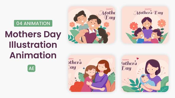Photo of Happy Mother Day Illustration Scene – Videohive 57852188