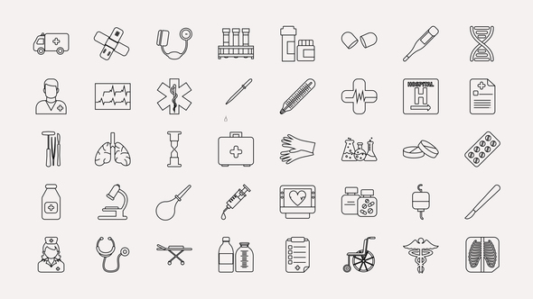Photo of Medical Elements Line Icons – Videohive 57854832