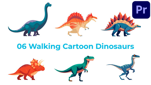 Photo of 6 Walking Cartoon Dinosaurs MOGRTs – Videohive 58276961