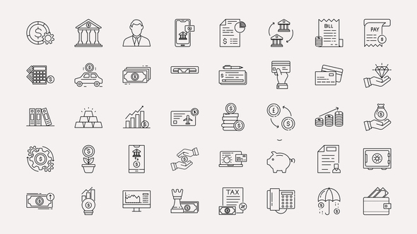 Photo of Banking and Finance Line Icons – Videohive 57996176