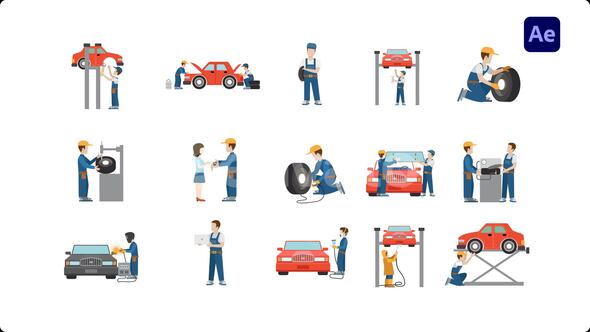 Photo of Car Repair Service Concept 15 Animation Scene Kit – Videohive 57626367