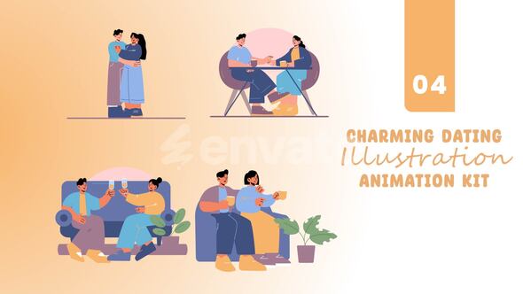 Photo of Couple Dating Illustration Animation Scene – Videohive 55231345