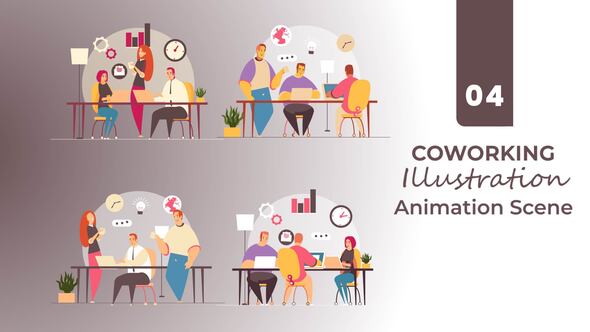 Photo of Coworking Illustration Animation Scene – Videohive 54952925
