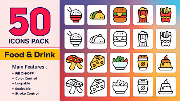 Photo of Dual Icons Pack Food and Drink Icons – Videohive 57992813