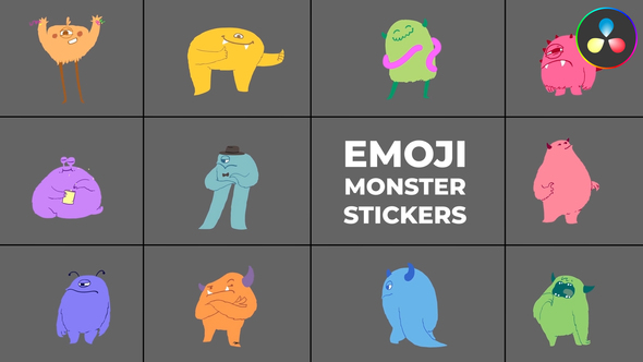 Photo of Emoji Monster Stickers for DaVinci Resolve – Videohive 57876996