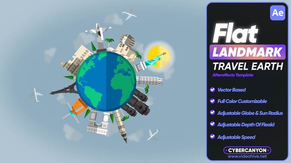 Photo of Flat Landmark Travel Earth – Videohive 58143042