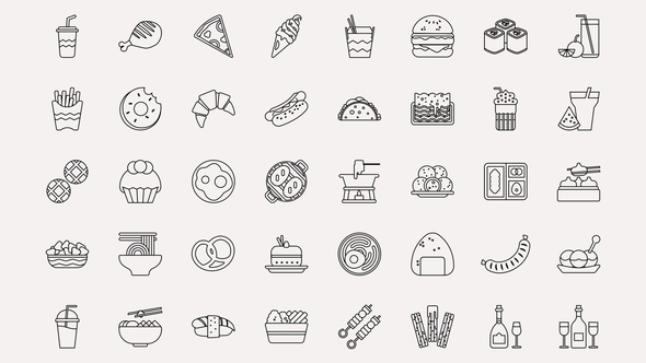 Photo of Food and Drinks Line Icons – Videohive 57996413
