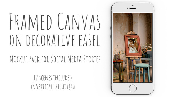 Photo of Framed canvas on decorative easel – Videohive 57861098