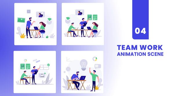 Photo of Process of Team Work Illustration Animation Scene – Videohive 54352427