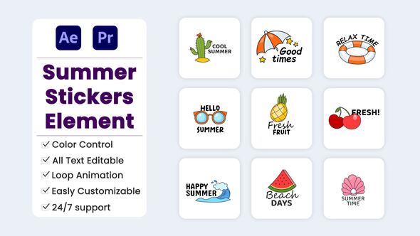 Photo of Summer Stickers Element – Videohive 57949104