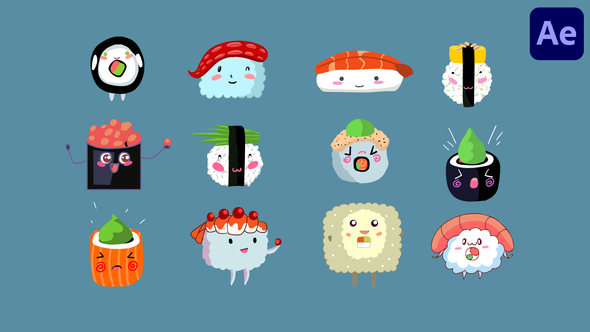 Photo of Sushi Stickers Emoji Animations for After Effects – Videohive 58198372
